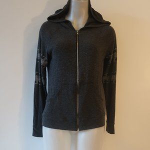 Womens Lauren Moshi Charcoal Gray 'Number 5' Hoodie Jacket XS *